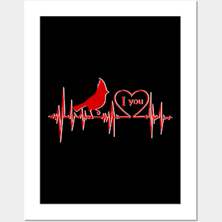 Red Cardinal bird heartbeats love you Posters and Art